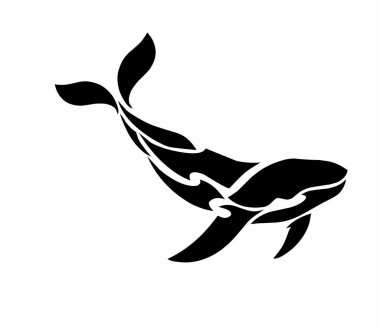 Siyah balina dövmesi çiziminin çizim vektör grafikleri