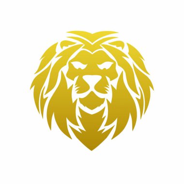 Zarif altın renkli aslan başı grafik tasarım illüstrasyonu