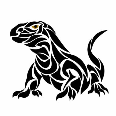 graphic vector illustration of tribal art design of black Komodo dragon clipart