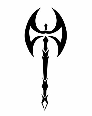 Beyaz arka planda kabile sanat tasarımı baltası çizimleri