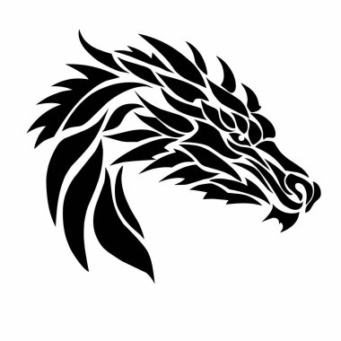 Kabile sanatının çizim vektör grafikleri soyut ejderha kafası dövmesi