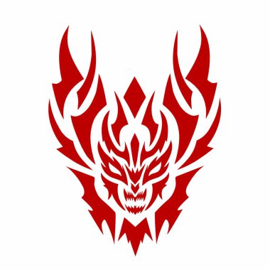 Kabile sanatı tasarımının çizim vektörü soyut şeytan yüzü