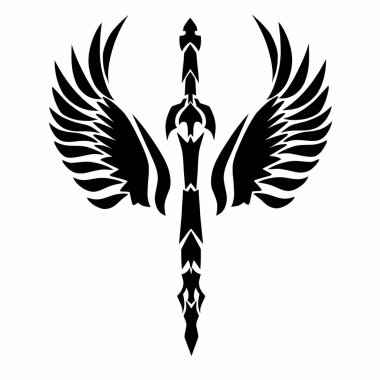 Kanatlı kabile sanatı tasarım kılıcının çizim vektörü