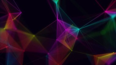 Global network connections. Abstract neural networks in cyberspace. Futuristic grid artificial intelligence. Technology virtual cyber dynamic. 3D rendering.