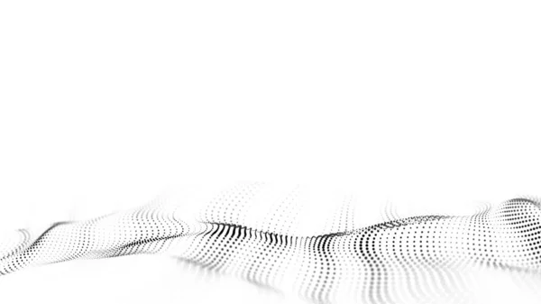 Biała Fala Ruchomymi Kropkami Streszczenie Tła Cyfrowego Koncepcja Połączenia Dużych — Zdjęcie stockowe