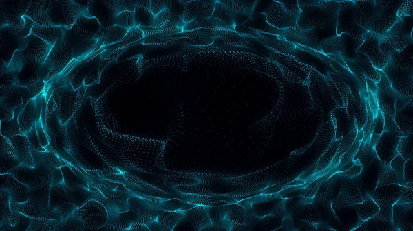 Cyber Futuristic Speed Tunnel Sci Blue Wormhole Abstract Wireframe Portal — Foto de Stock