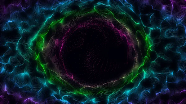 Tunelul Viteză Cibernetic Futurist Sci Culori Gaura Vierme Rezumat Wireframe — Fotografie, imagine de stoc