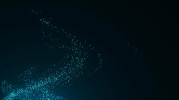 旋风与混沌的蓝色粒子 文摘水涡旋 宇宙中的爆炸动力波 未来主义流点 虫洞闪烁着灰尘 3D渲染 — 图库照片