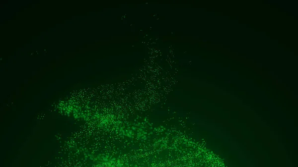 Virvelvind Med Kaos Gröna Partiklar Abstrakt Vattenvirvel Explosionsdynamisk Våg Rymden — Stockfoto