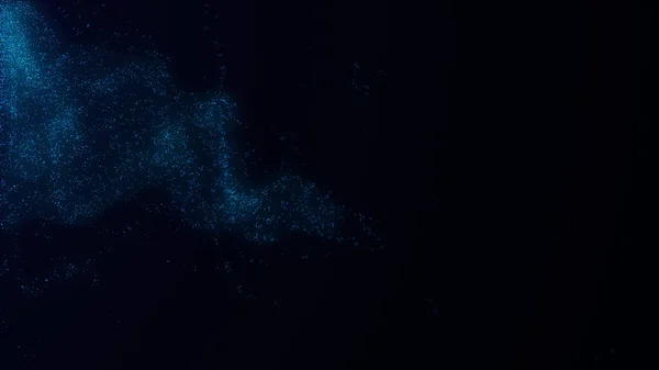 Forgószél Káosz Kék Részecskékkel Absztrakt Vízörvény Robbanás Dinamikus Hullám Űrben — Stock Fotó