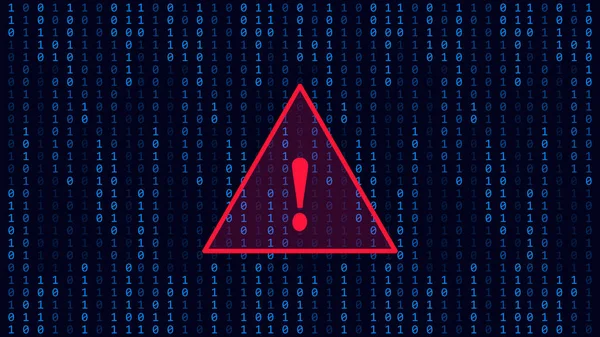 Technologie Matrix Hintergrund Mit Gefahrensymbol Cyber Sicherheit Mit Systemhack Warnung — Stockvektor