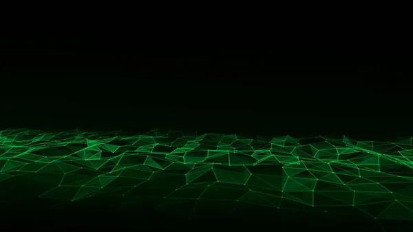 Vector Groene Golf Met Bewegingsstippen Lijnen Abstracte Digitale Achtergrond Concept — Stockvector