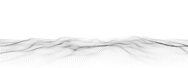 Vektor Weiße Welle Mit Bewegungspunkten Abstrakter Digitaler Hintergrund Konzepte Verbinden — Stockvektor