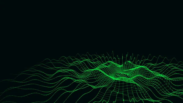 Futuristische Kreiswelle Abstrakter Digitaler Hintergrund Glühende Musikschallwellen Mit Punkten Und — Stockvektor