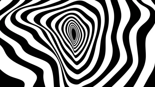 Siyah Beyaz Çizgileri Olan Optik Yanılsamalı Vektör Dalgası Soyut Geometrik — Stok Vektör