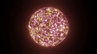 Abstract color sci-fi sphere with particles and lines. Technology network connection on world. Futuristic illustration. Global digital connections ai. 3D wireframe geometric sphere. 3D rendering.