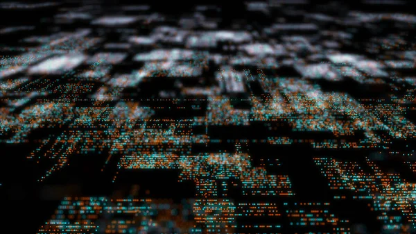 Abstracte Digitale Cyberruimte Met Bewegende Deeltjes Cyberbeveiligingsdatabase Matrix Technologie Decoder — Stockfoto