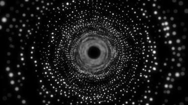 Siber gelecekçi hız tüneli. Bilim kurgu kara solucan deliği. Noktaları ve bağlantıları olan üç boyutlu bir kablo portalı. Veri akışı. Teknoloji şebekesi hunisi. 3d oluşturma.