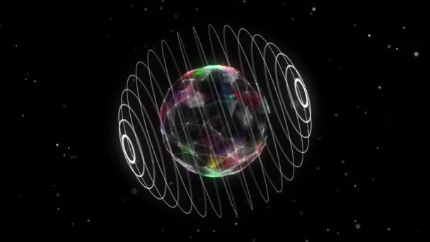 Abstract Color Sci Sphere Particles Lines Technology Network Connection World — Stock video