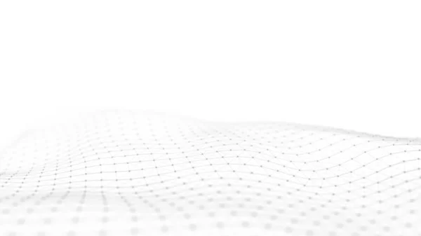 Witte Golf Met Bewegende Stippen Lijnen Abstracte Digitale Achtergrond Concept — Stockfoto