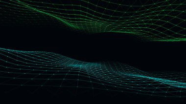 Hareket noktaları ve çizgileri olan parlak renkler. Soyut dijital arkaplan. Bağlantı bilgilerini algıla. Fütürist teknoloji arkaplanı.