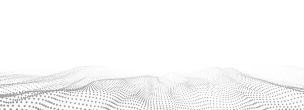 Vector Onda Blanca Con Puntos Movimiento Fondo Digital Abstracto Concepto — Vector de stock