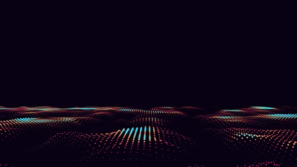 Светящаяся Красочная Волна Точками Движения Векторный Абстрактный Цифровой Фон Концепция — стоковый вектор