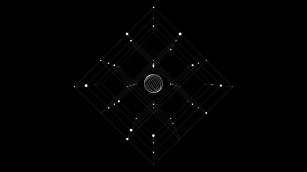 概要粒子と線と球を内部に持つ黒のSfキューブ 世界のベクトル技術ネットワーク接続 世界的なデジタル接続Ai ワイヤーフレームキューブ ブロックチェーン暗号化 — ストックベクタ