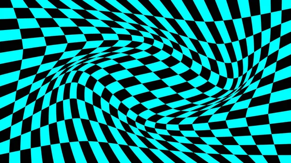 Vektorová Vlna Optickou Iluzí Černými Modrými Kostkami Abstraktní Geometrický Šachový — Stockový vektor