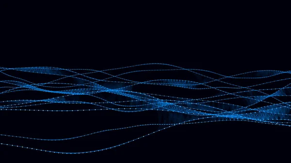 Vector Abstracte Bewegende Dna Golf Met Blauwe Stippen Lijnen Concept — Stockvector