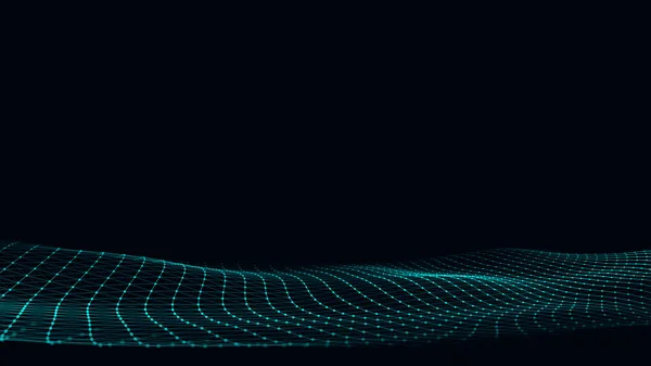 Vector Blauwe Golf Met Bewegingsstippen Lijnen Abstracte Digitale Achtergrond Concept — Stockvector