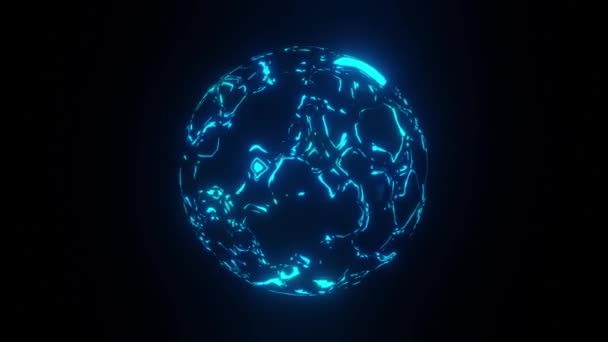 Абстрактная Голубая Научно Фантастическая Сфера Частицами Подключение Технологической Сети Миру — стоковое видео