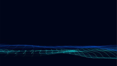Hareket noktaları ve çizgileri olan parlak renkler. Soyut dijital arkaplan. Bağlantı bilgilerini algıla. Fütürist teknoloji arkaplanı.