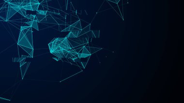 Hata efektli küresel ağ bağlantıları. Siber uzayda soyut vektör sinirsel ağları. Geleceğin yapay zekası. Teknoloji sanal siber dinamiği.