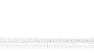 Soyut teknoloji perspektif ızgarası. Beyaz zemin üzerinde siyah çizgiler olan detaylı bir kablo manzarası. Ağ ile dijital uzay. 3d oluşturma.