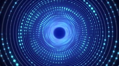 Siber gelecekçi hız tüneli. Bilim kurgu renkleri solucan deliği. Noktaları ve bağlantıları olan üç boyutlu bir kablo portalı. Veri akışı. Teknoloji şebekesi hunisi. 3d oluşturma.