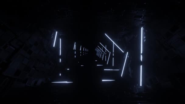 Cyber Futuristický Rychlostní Tunel Neonovými Světly Sci Černá Červí Díra — Stock video