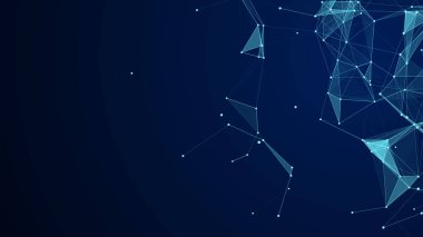 Global ağ bağlantıları. Siber uzayda soyut vektör sinirsel ağları. Geleceğin yapay zekası. Teknoloji sanal siber dinamiği.