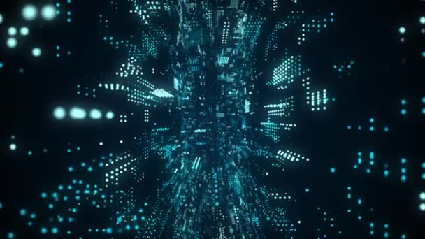 Cyberfuturistische Snelheidstunnel Sci Blauw Wormgat Matrix Technologie Decoder Abstract Wireframe — Stockvideo