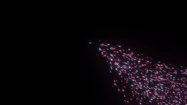 Kaos içeren kasırga pembe parçacıklar. Soyut su girdabı. Uzayda patlama dinamik dalgası. Fütüristik akış noktaları. Solucan deliği tozla parıldıyor. 3B görüntüleme.