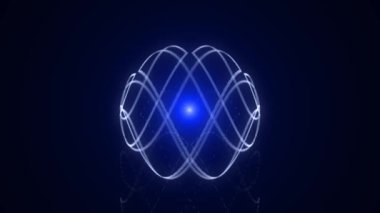 Parçalı soyut mavi bilim kurgu küresi. Dünya üzerindeki teknoloji ağı bağlantısı. Fütürist illüstrasyon. Küresel dijital bağlantılar ai. Üç boyutlu kablo geometrik küre. 3B görüntüleme.