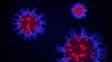 Virüs gribi salgını. Bilimdeki renk molekülleri üzerine tıbbi araştırma. Grip salgını salgını gibi. Zatürree salgını, koronavirüs, HIV, veba, enfeksiyon. 3B görüntüleme.