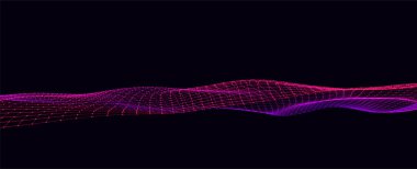 Vektör parlayan renkler hareket noktalarıyla dalgalanıyor. Soyut dijital arkaplan. Bağlantı bilgilerini algıla. Fütürist teknoloji arkaplanı.