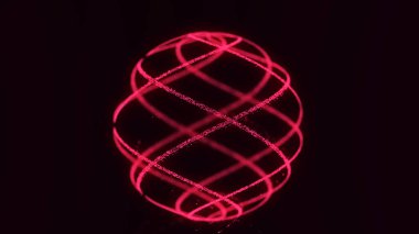 Parçalı soyut kırmızı bilim kurgu küresi. Dünya üzerindeki teknoloji ağı bağlantısı. Fütürist illüstrasyon. Küresel dijital bağlantılar ai. Üç boyutlu kablo geometrik küre. 3B görüntüleme.