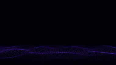 Hareket noktaları ve çizgileri olan parlak mor altıgen dalgası. Soyut dijital arkaplan. Bağlantı bilgilerini algıla. Fütürist teknoloji arkaplanı. 3B görüntüleme.