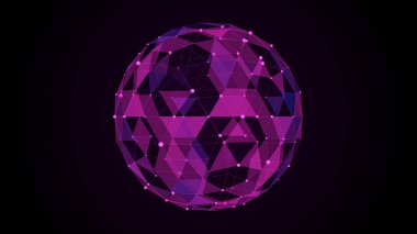 Parçacıkların ve çizgilerin olduğu soyut renkler bilim kurgu küresi. Dünya üzerindeki teknoloji ağı bağlantısı. Gelecekçi vektör çizimi. Küresel dijital bağlantılar ai. 3B kablo geometrik küre.