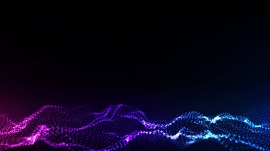 Vektör parlayan renkler hareket noktalarıyla dalgalanıyor. Soyut dijital arkaplan. Bağlantı bilgilerini algıla. Fütürist teknoloji arkaplanı.