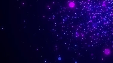 Soyut uzay tozu. Arka planda sihirli kar. Bokeh etkisindeki toz parçacıkları. Uçan ışıltılı noktalar sonsuzlukta. Gökteki yıldız düşüşü. 3d oluşturma.