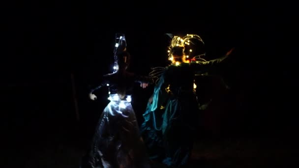 Dream Performance Abstract Costumes Lights Dark — Videoclip de stoc