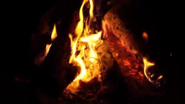 Campfire in slow motion in the night